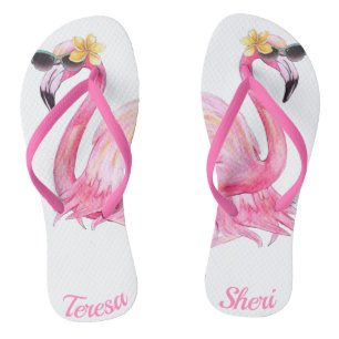 Customisable Sister Flamingo Flip Flops