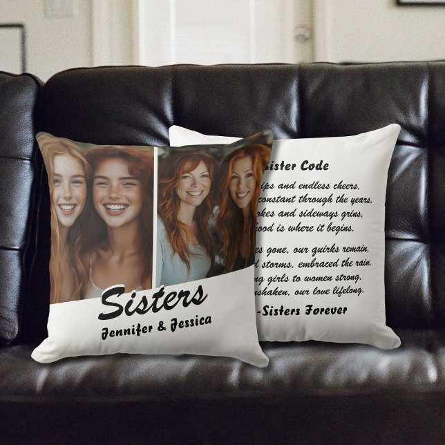 Customisable Sisters Photo and Poem Throw Pillow (Creator Uploaded)