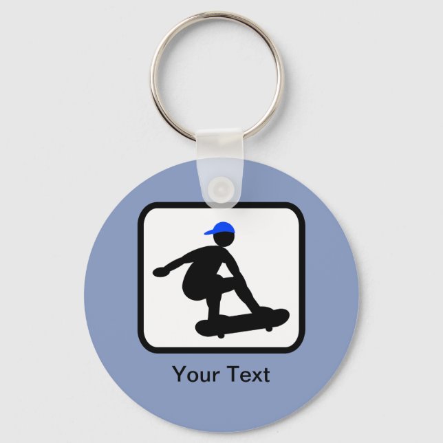 Customisable Skater on Skateboard Logo Key Ring (Front)