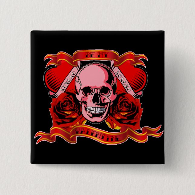 Customisable Skully Valentine 15 Cm Square Badge (Front)