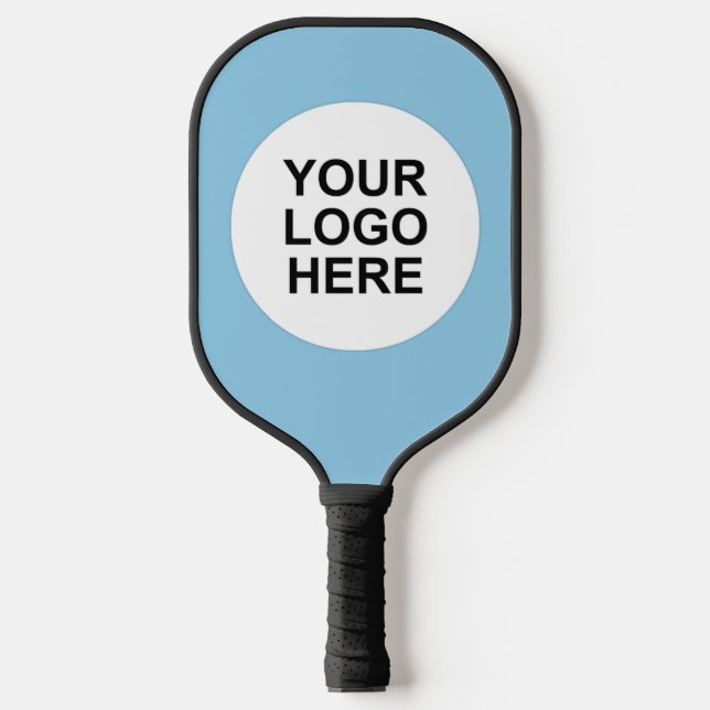 Customisable Sky Blue Business Logo Pickleball Paddle (Front)