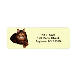 Customisable Sleeping Brown Tabby Cat Avery Label