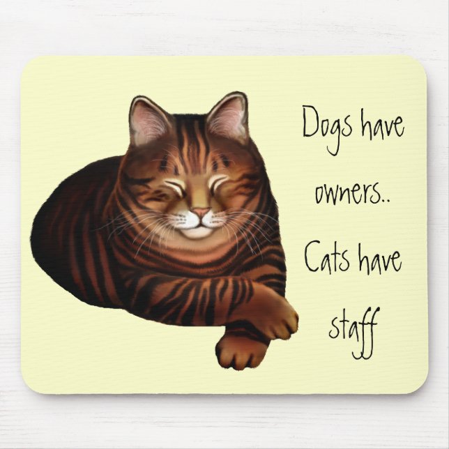Customisable Sleeping Brown Tabby Cat Mousepad (Front)