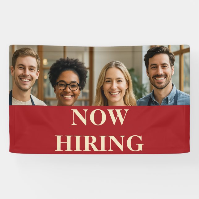 Customisable Smiling Staff Hiring Banner Add Text (Horizontal)