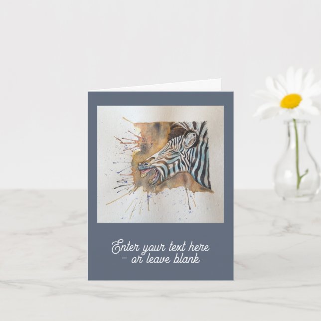 Customisable Snorting Zebra Greetings Card (Small Plant)