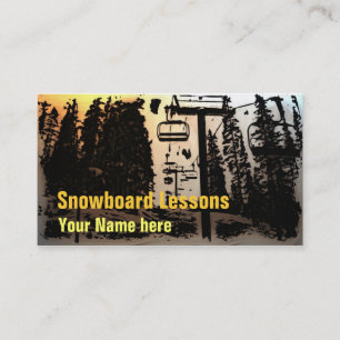 Customisable snowboard lesson business cards