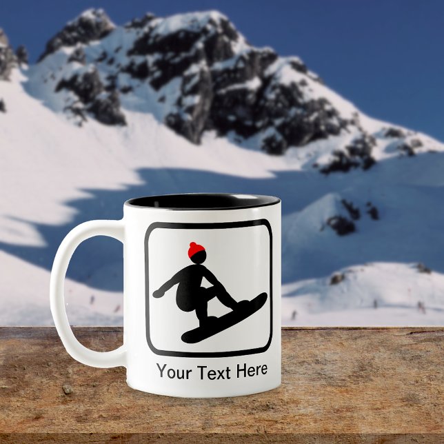 Customisable Snowboarder Logo Two-Tone Coffee Mug (Creator Uploaded)