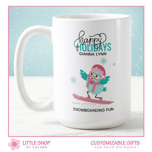 Customisable Snowboarding Bluebird Christmas Coffee Mug