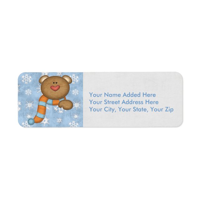 Customisable Snowflake Bear Return Address Labels (Front)
