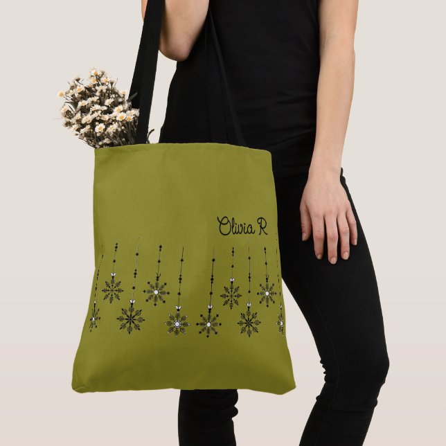 Customisable Snowflake Canvas Tote Bag (Close Up)
