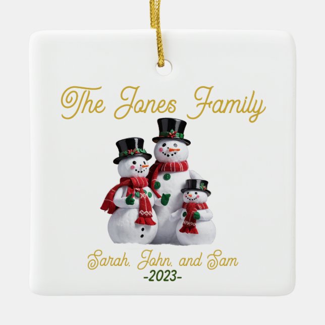 Customisable Snowman Family Ornament (Front)