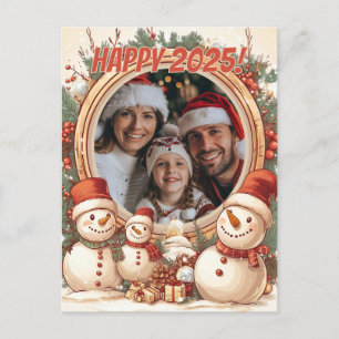 Customisable Snowman Happy New Year Postcard