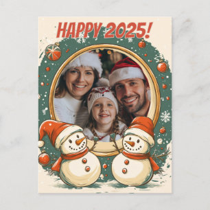 Customisable Snowman Happy New Year Postcard