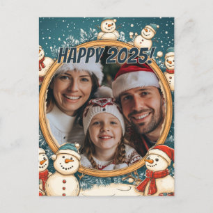 Customisable Snowman Happy New Year Postcard