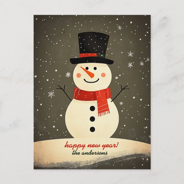Customisable Snowman Holiday Postcard (Front)