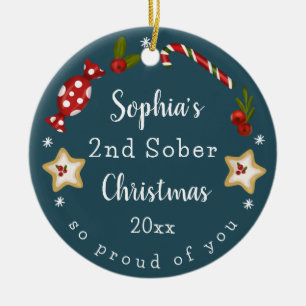 Customisable Sobriety Keepsake Sober Christmas Ceramic Tree Decoration