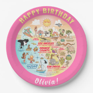 Customisable SoCal Sunset Birthday Plate