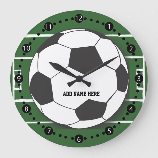 Customisable Soccer Ball on Field Large Clock (Front)