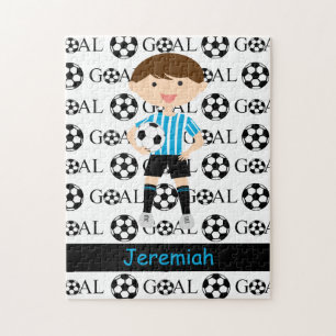 Customisable Soccer Boy Goal 1 Jigsaw Puzzle