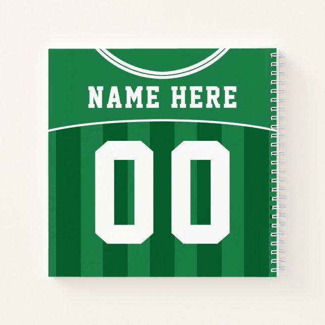 Customisable Soccer Football Green Jersey Notebook (Back)