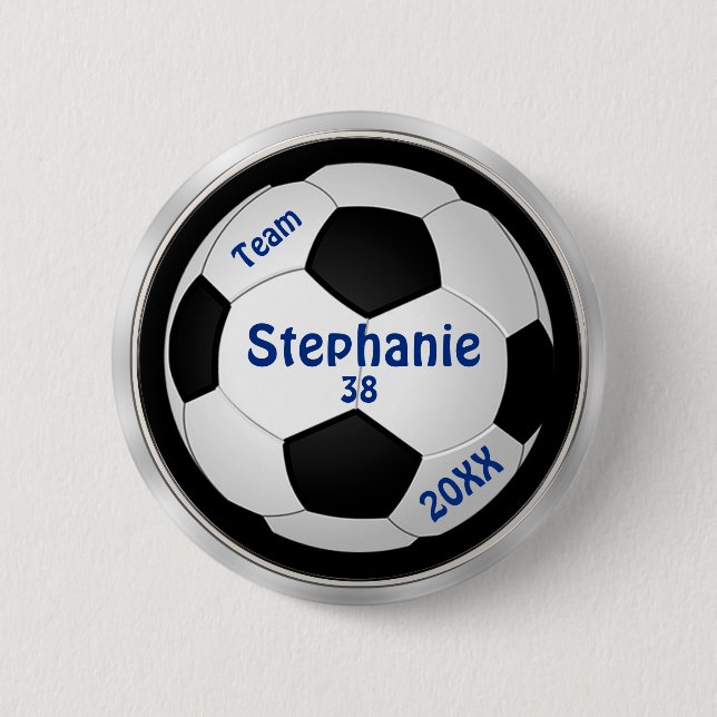 Customisable Soccer Pins YOUR TEXT and COLORS (Front)