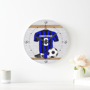 Customisable Soccer Shirt (black and red ) Large Clock