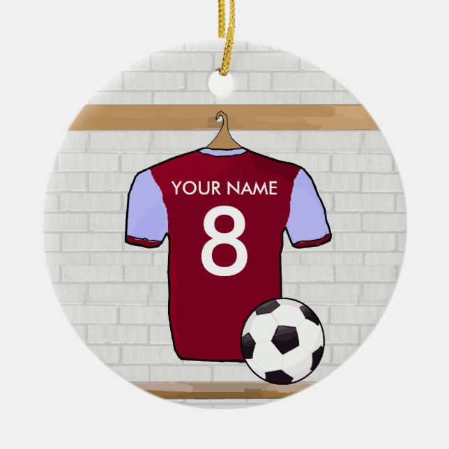 Customisable Soccer Shirt (claret) Star Ornament (Front)