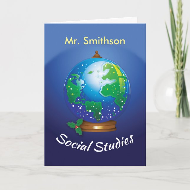 Customisable Social Studies Teacher, Mr. Smithson Holiday Card (Front)