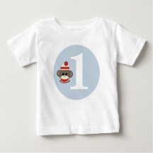 Customisable Sock Monkey birthday shirt