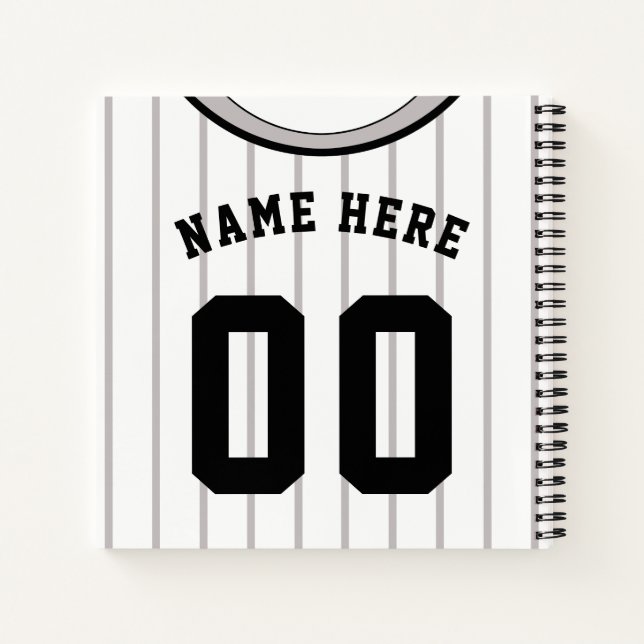 Customisable Softball Baseball Pinstripe Jersey   Notebook (Back)