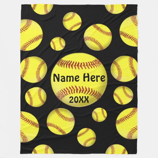 Customisable Softball Throw Blanket, Your Colours Fleece Blanket (Front)
