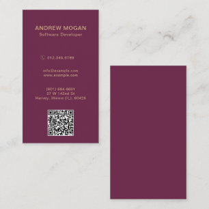 Customisable Software Developer Burgundy Colour Business Card
