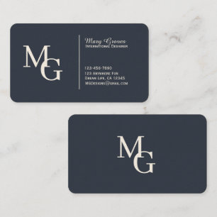 Customisable Sophisticated Graphite Blue & White Business Card