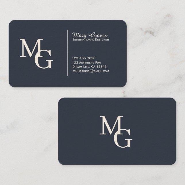 Customisable Sophisticated Graphite Blue & White Business Card (Front/Back)