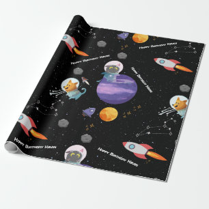 Customisable Space Animals Birthday  Wrapping Pape Paper