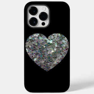 Customisable Sparkly colourful silver mosaic Heart Case-Mate iPhone 14 Pro Max Case
