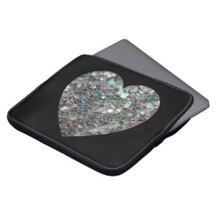 Customisable Sparkly colourful silver mosaic Heart Laptop Sleeve