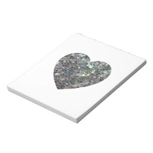 Customisable Sparkly colourful silver mosaic Heart Notepad