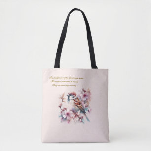 Customisable Sparrow Bible Verse Blush Pink Tote Bag