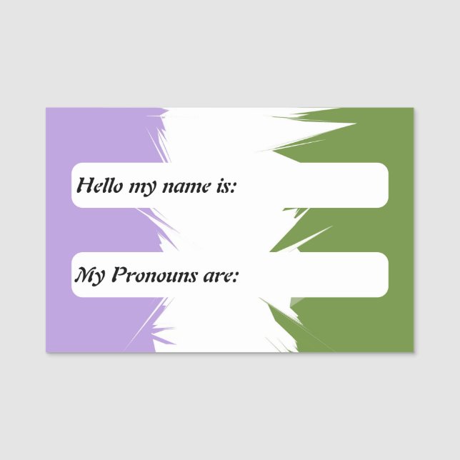 Customisable Spiky Boho Genderqueer Pride Flag     Name Tag (Front)