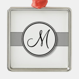 Customisable Split Monogram Seal Template Metal Tree Decoration