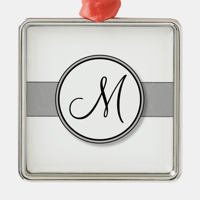 Customisable Split Monogram Seal Template Metal Tree Decoration (Front)