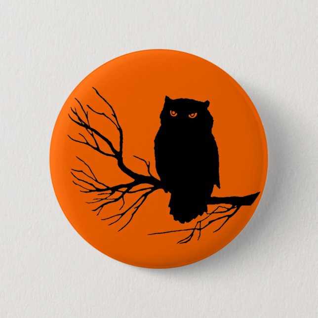 Customisable Spooky Owl 6 Cm Round Badge (Front)