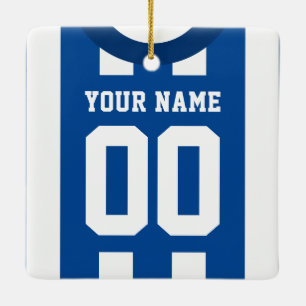 Customisable Sports Jersey Blue Template Ceramic Tree Decoration