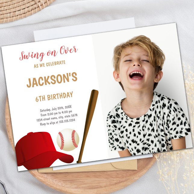 Customisable Sports Party Invitations for Kids (Baseballs Birthday Invitations with photo)
