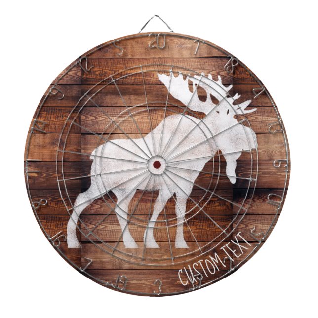 Customisable Spray Painted Moose on Wood Dartboard (Front)