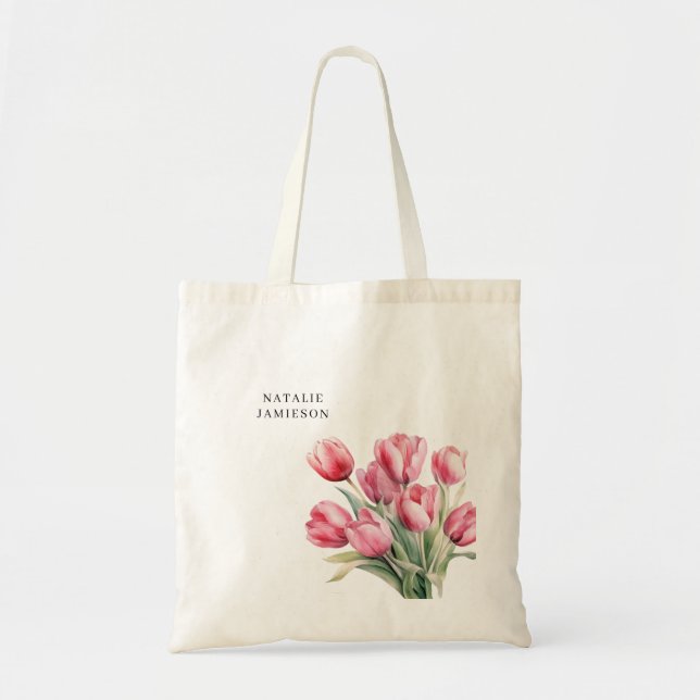 Customisable Spring Tulip Tote Bag (Front)