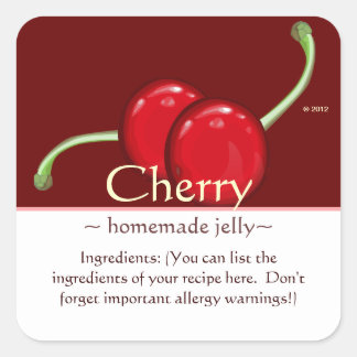 Customisable Square Cherry Stickers