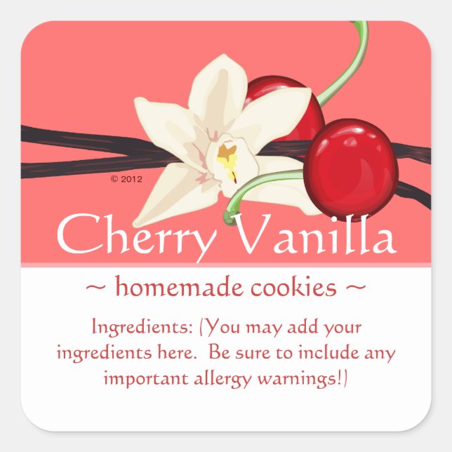 Customisable Square Cherry Vanilla Stickers (Front)