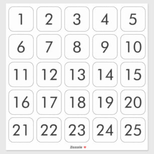 Customisable Square Number Stickers Black on White